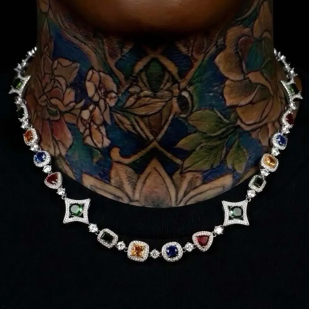 Multi Coloured Gemstone Necklace 18 Inch Aa 09